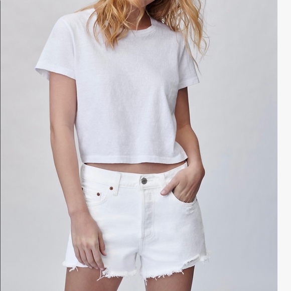 Denim Forum Pants - Aritzia Denim Forum Women’s White The Ex Boyfriend Short Size 25